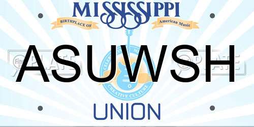ASUWSH Mississippi License Plate