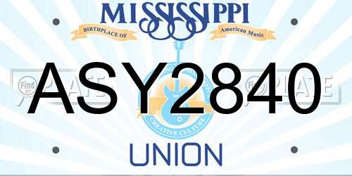 ASY2840 Mississippi License Plate
