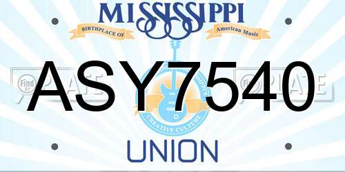 ASY7540 Mississippi License Plate