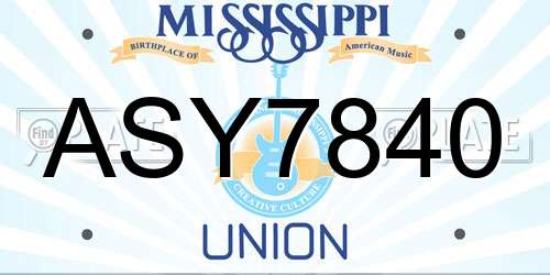 ASY7840 Mississippi License Plate