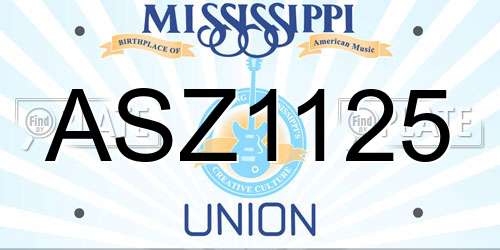ASZ1125 Mississippi License Plate