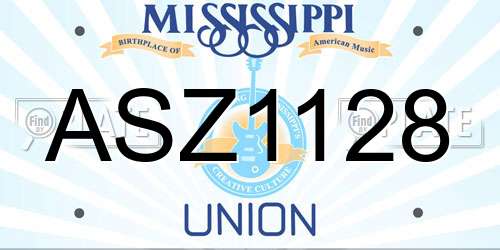 ASZ1128 Mississippi License Plate