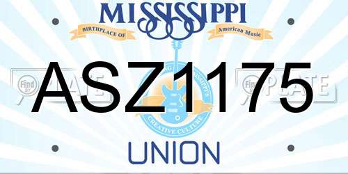 ASZ1175 Mississippi License Plate