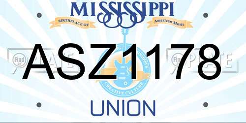 ASZ1178 Mississippi License Plate