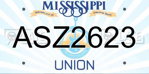 ASZ2623 Mississippi License Plate