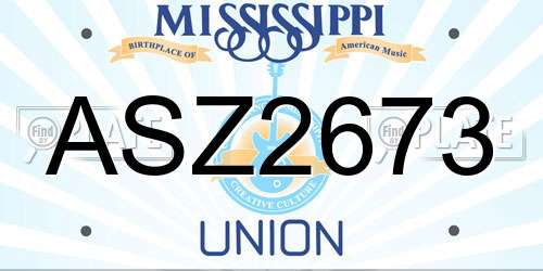 ASZ2673 Mississippi License Plate