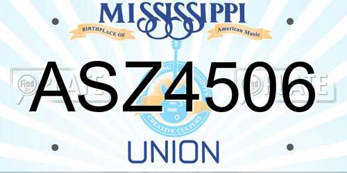 ASZ4506 Mississippi License Plate