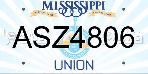 ASZ4806 Mississippi License Plate