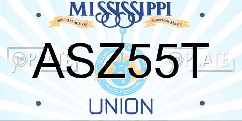 ASZ55T Mississippi License Plate