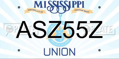 ASZ55Z Mississippi License Plate