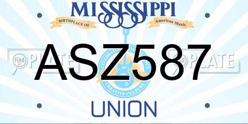 ASZ587 Mississippi License Plate