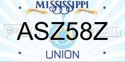 ASZ58Z Mississippi License Plate