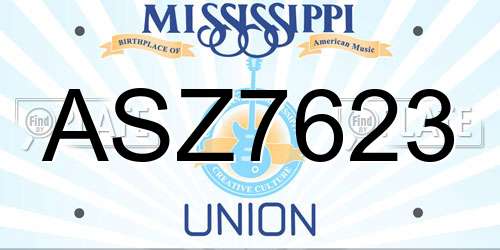 ASZ7623 Mississippi License Plate