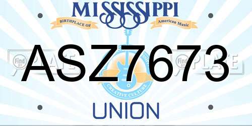 ASZ7673 Mississippi License Plate