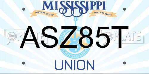ASZ85T Mississippi License Plate