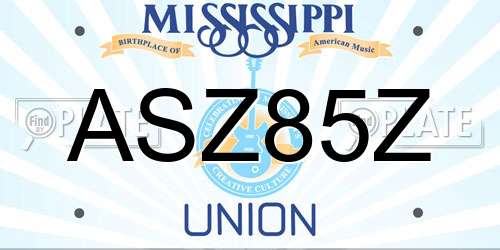 ASZ85Z Mississippi License Plate