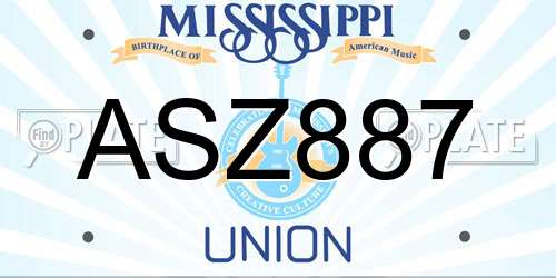 ASZ887 Mississippi License Plate