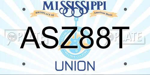 ASZ88T Mississippi License Plate
