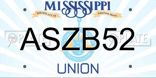 ASZB52 Mississippi License Plate