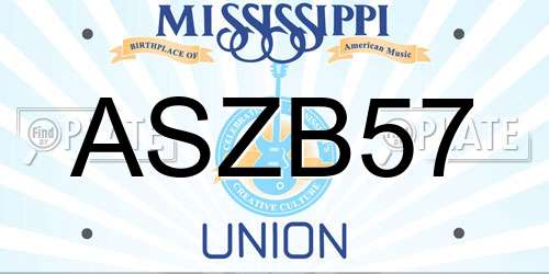 ASZB57 Mississippi License Plate