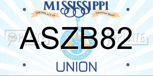 ASZB82 Mississippi License Plate