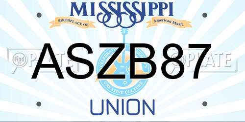 ASZB87 Mississippi License Plate