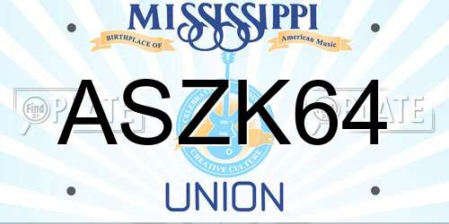 ASZK64 Mississippi License Plate