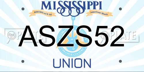 ASZS52 Mississippi License Plate