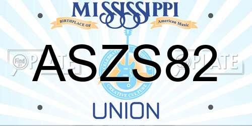 ASZS82 Mississippi License Plate