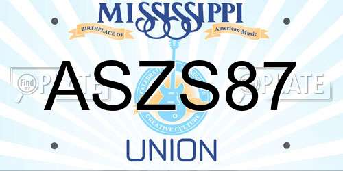 ASZS87 Mississippi License Plate