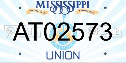AT02573 Mississippi License Plate