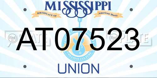 AT07523 Mississippi License Plate