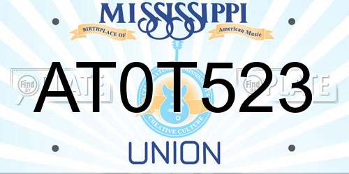 AT0T523 Mississippi License Plate