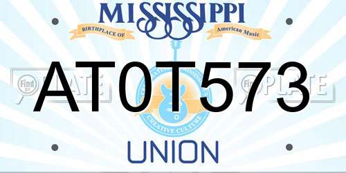 AT0T573 Mississippi License Plate