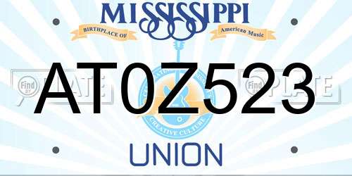 AT0Z523 Mississippi License Plate