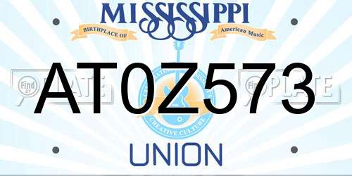 AT0Z573 Mississippi License Plate
