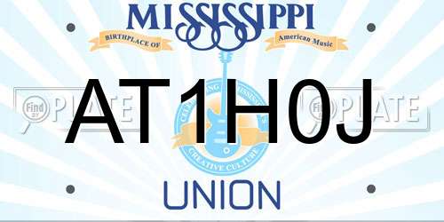 AT1H0J Mississippi License Plate