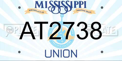 AT2738 Mississippi License Plate