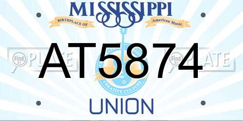 AT5874 Mississippi License Plate