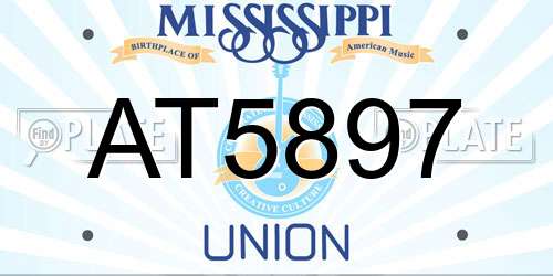 AT5897 Mississippi License Plate