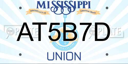 AT5B7D Mississippi License Plate