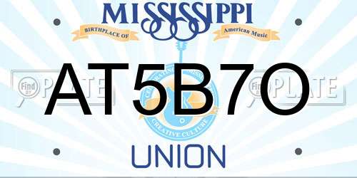 AT5B7O Mississippi License Plate