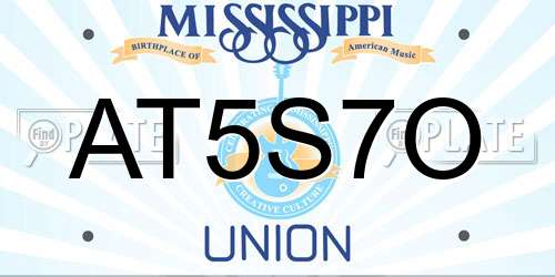 AT5S7O Mississippi License Plate