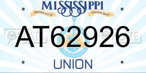 AT62926 Mississippi License Plate