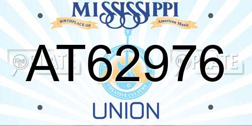 AT62976 Mississippi License Plate