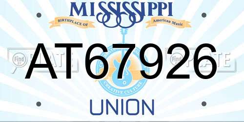AT67926 Mississippi License Plate