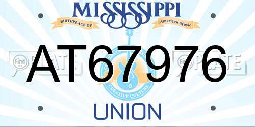 AT67976 Mississippi License Plate