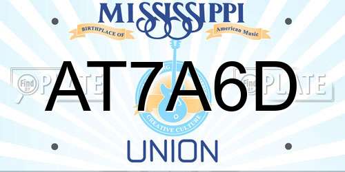 AT7A6D Mississippi License Plate