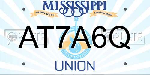 AT7A6Q Mississippi License Plate
