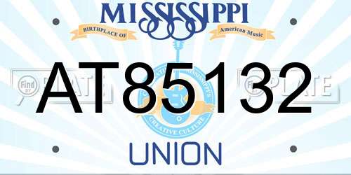 AT85132 Mississippi License Plate